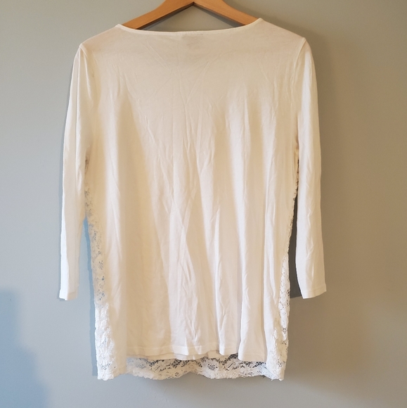 Ann Taylor Factory Lace Front 3/4 Sleeve Top | L - Picture 2 of 3